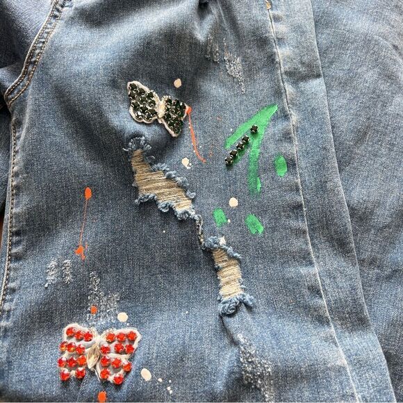 MÁS FASHION Embellished Wide Leg Jeans Size M - Picture 10 of 11